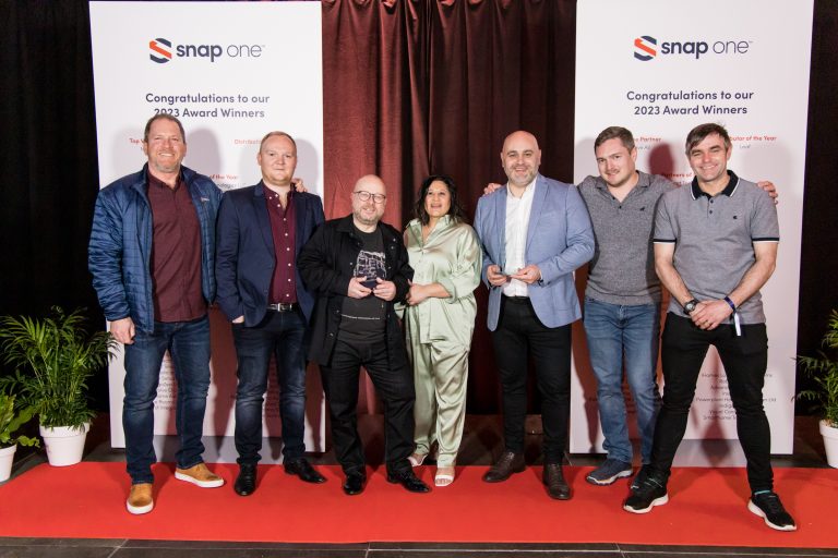 IndigoZest Team collecting the Control4 awards for circle of excellence and Pinnacle status