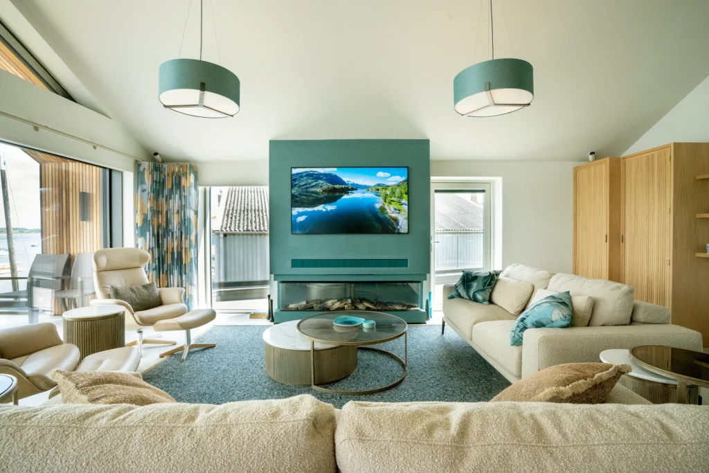 Living room at our smart home project in Sussex