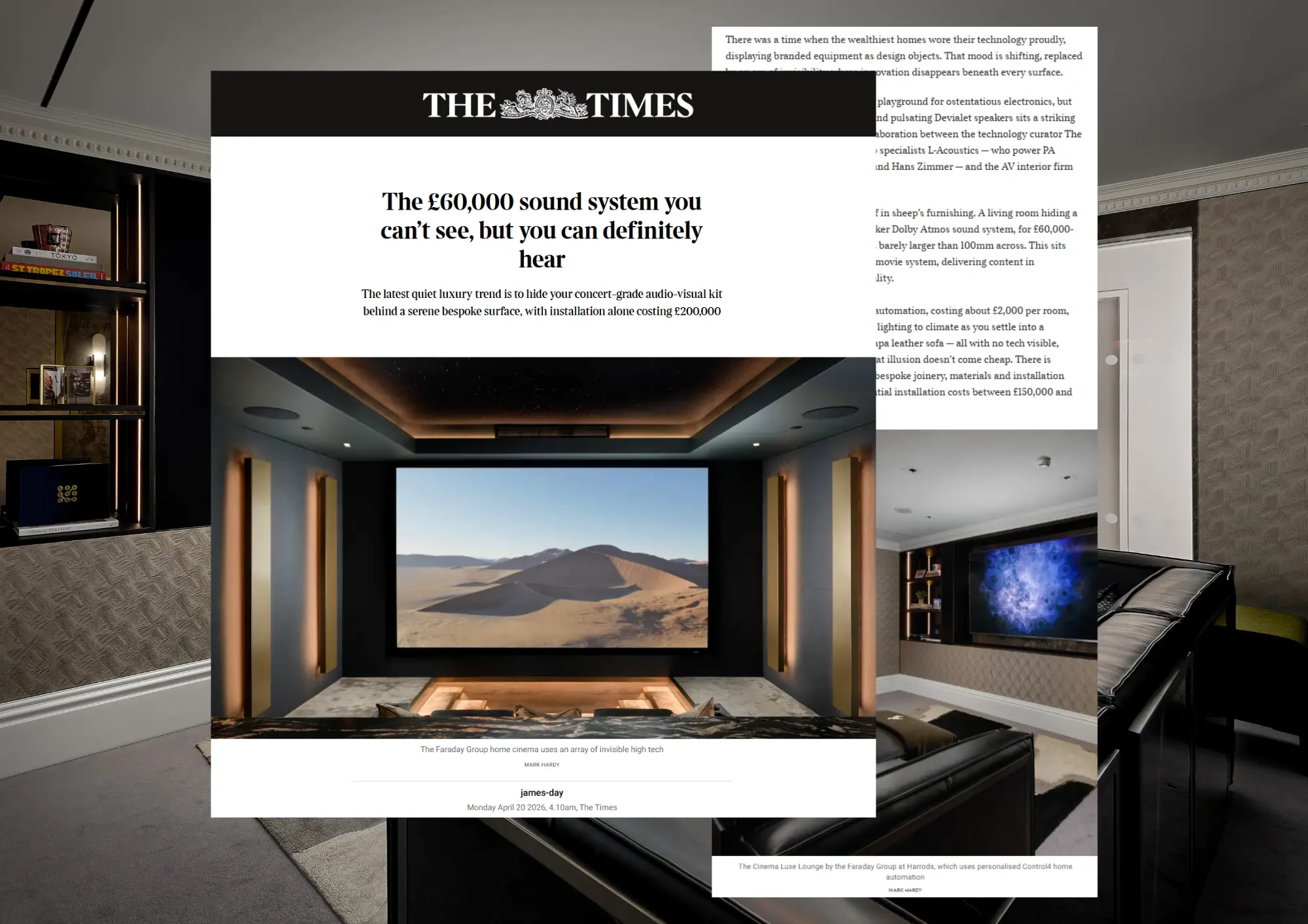 Cinema Luxe Lounge featured in The Times