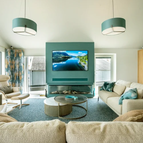 Living room at our smart home project in Sussex